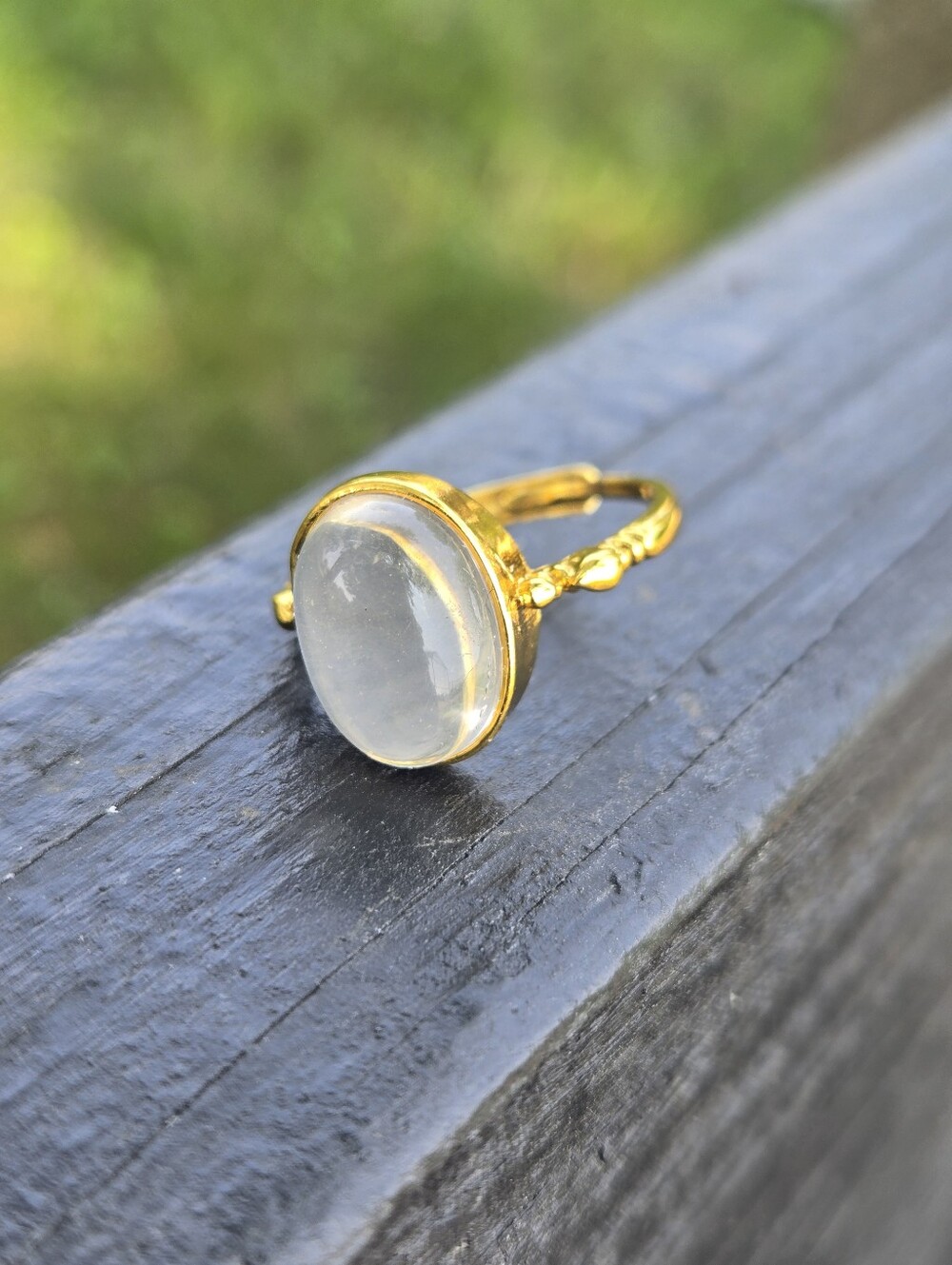 Clear Quartz Gold Bezel Ring